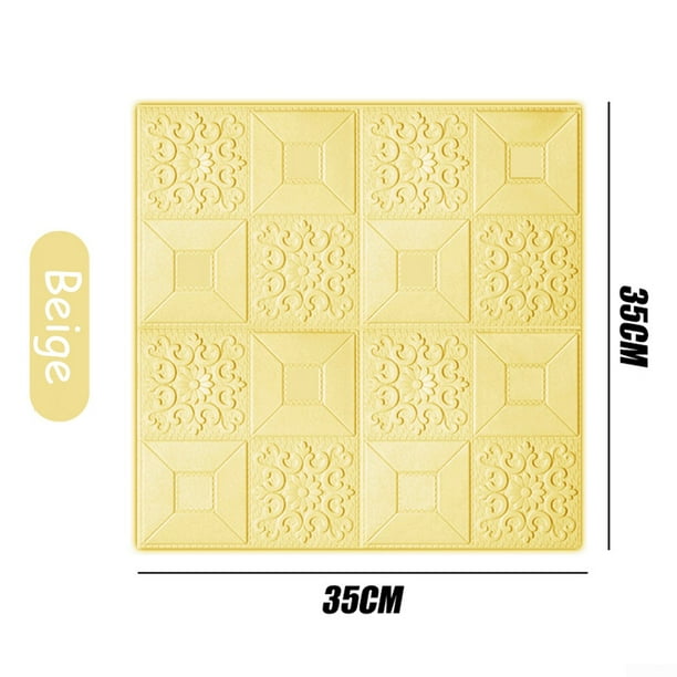 10PCS 3D Tile Carved Wall Sticker Self-adhesive Foam Panel Wallpaper Waterproof
